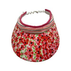 Lady Hagen Golf  Visor FloralPattern Red Pink Green Orange Black Stretch Back